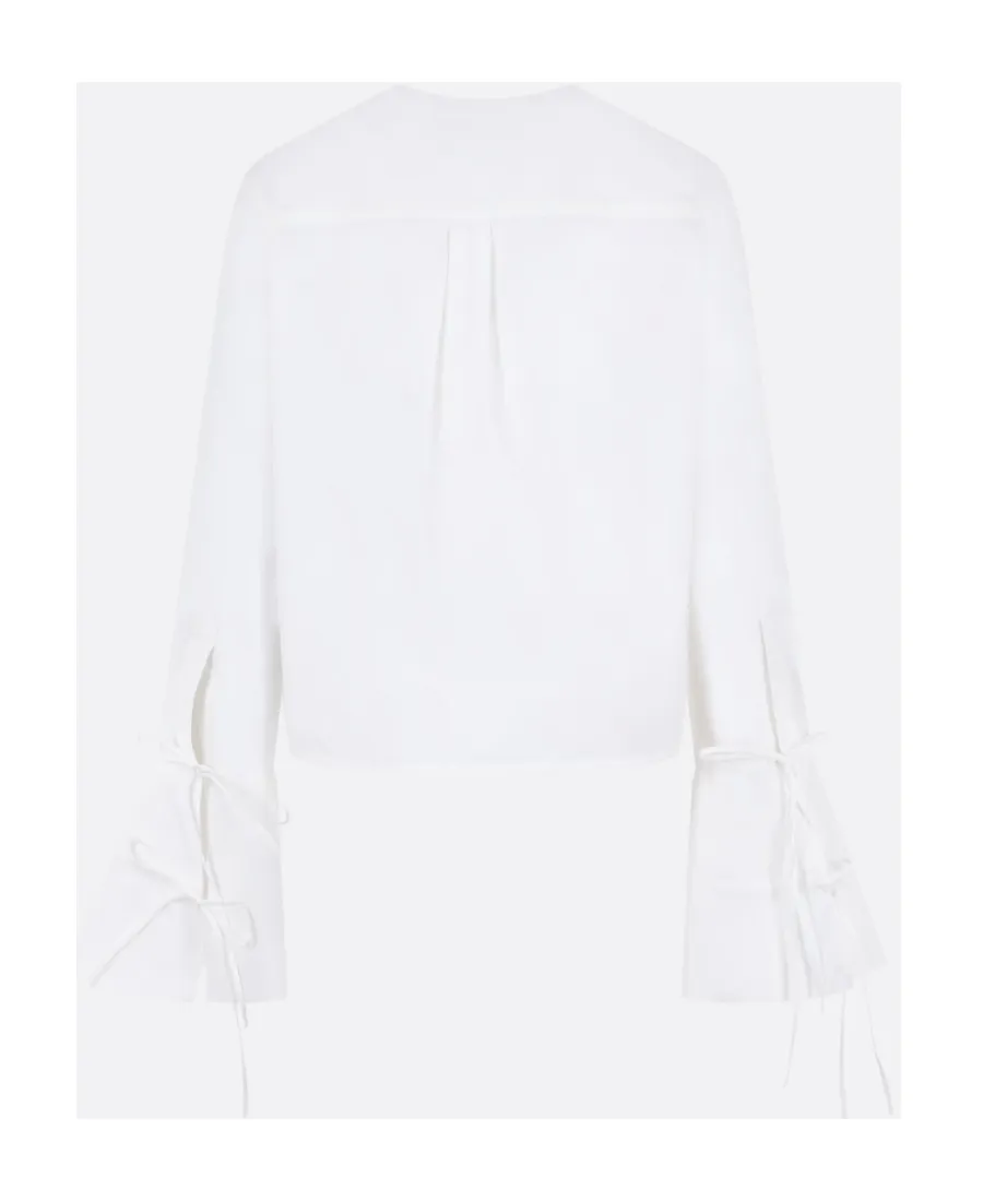 Logo Embroidered Flute-Sleeved Shirt
