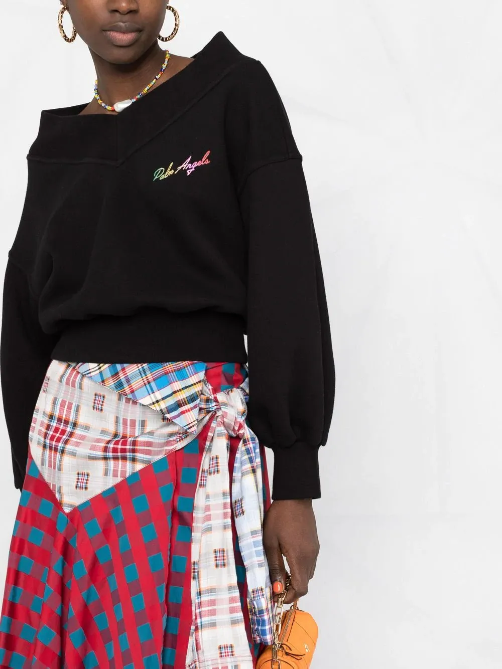 Logo-Print Off-Shoulder Sweatshirt