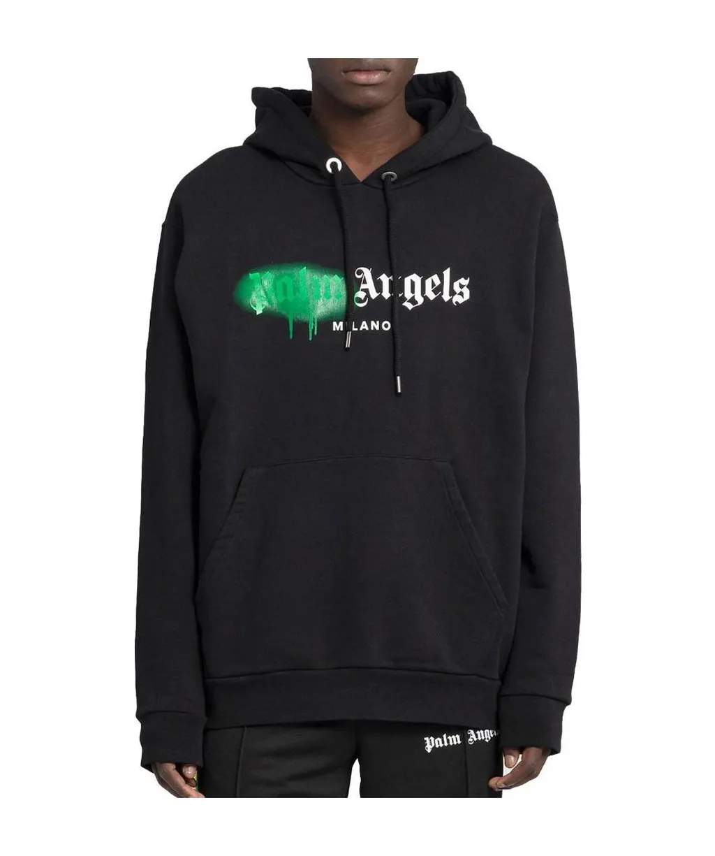 Sprayed Logo-Print Hoodie