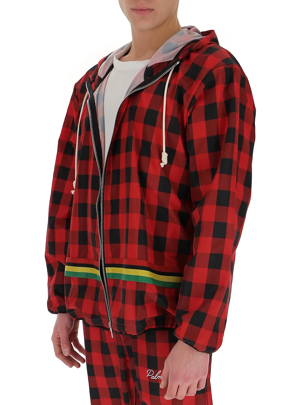 Check-Print Hooded Jacket