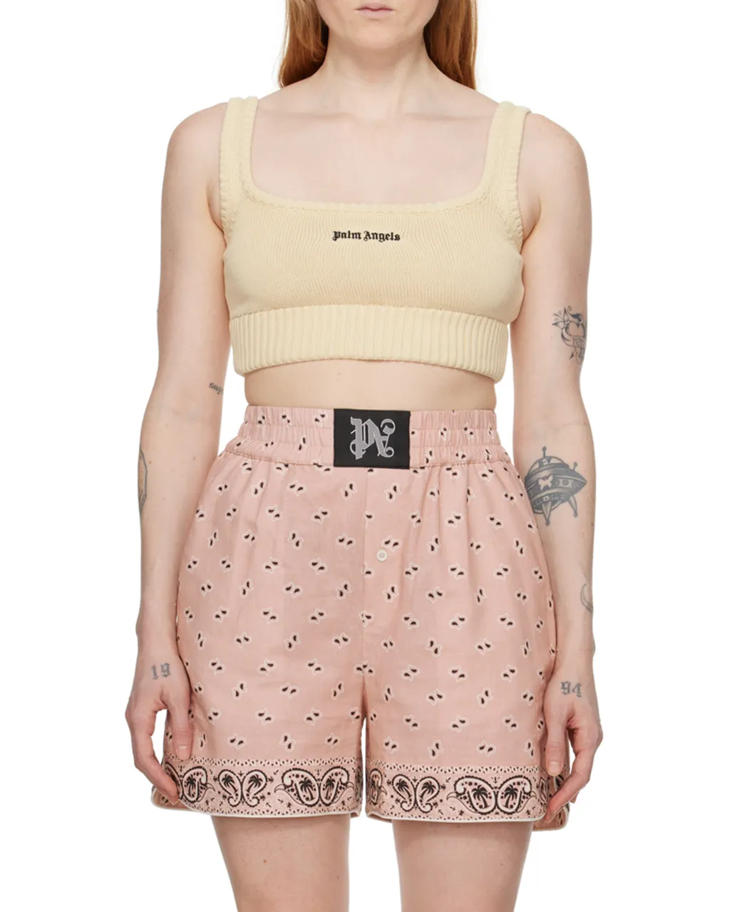 Logo Embroidered Cropped Knitted Tank Top