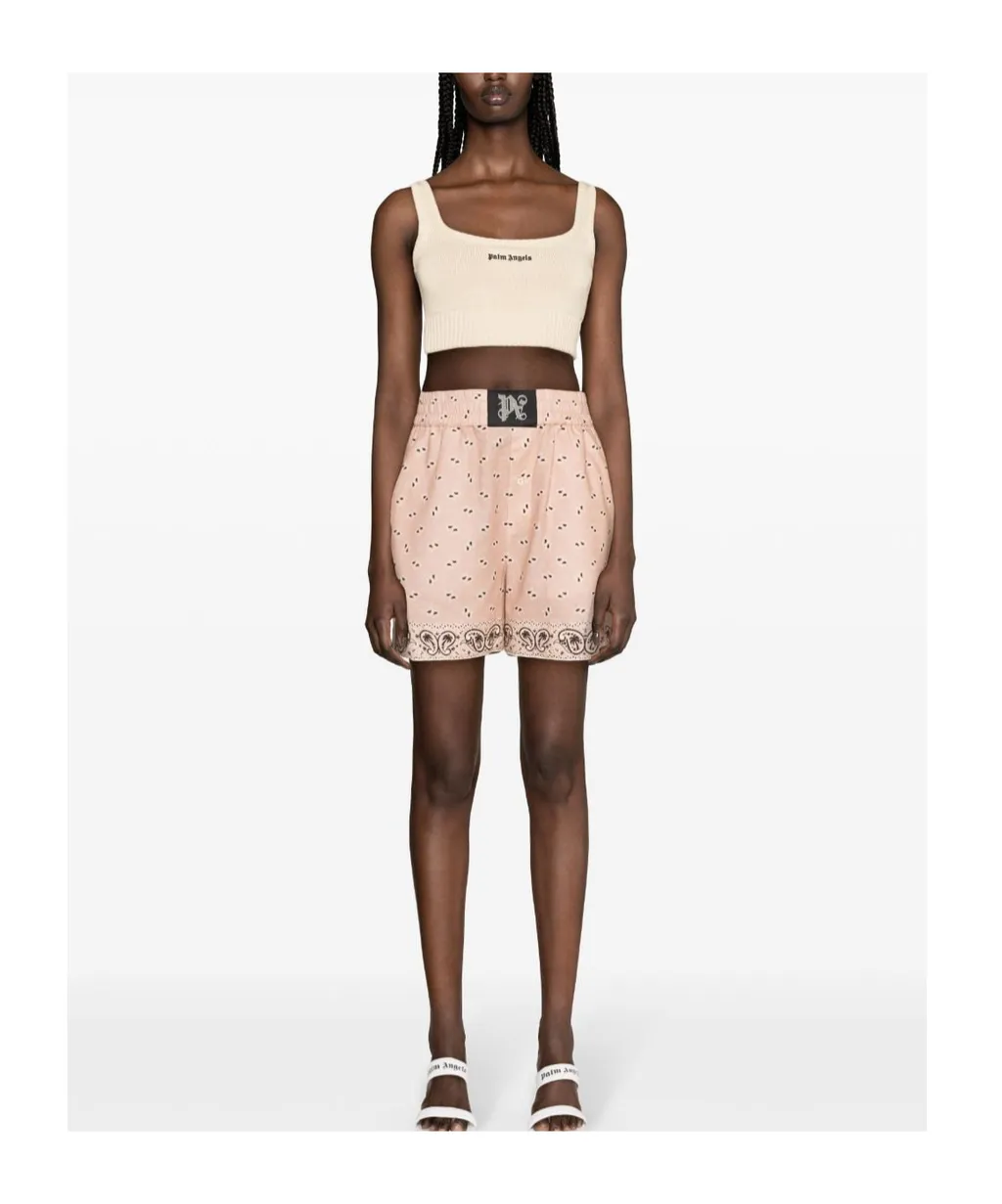 Logo Embroidered Cropped Knitted Tank Top