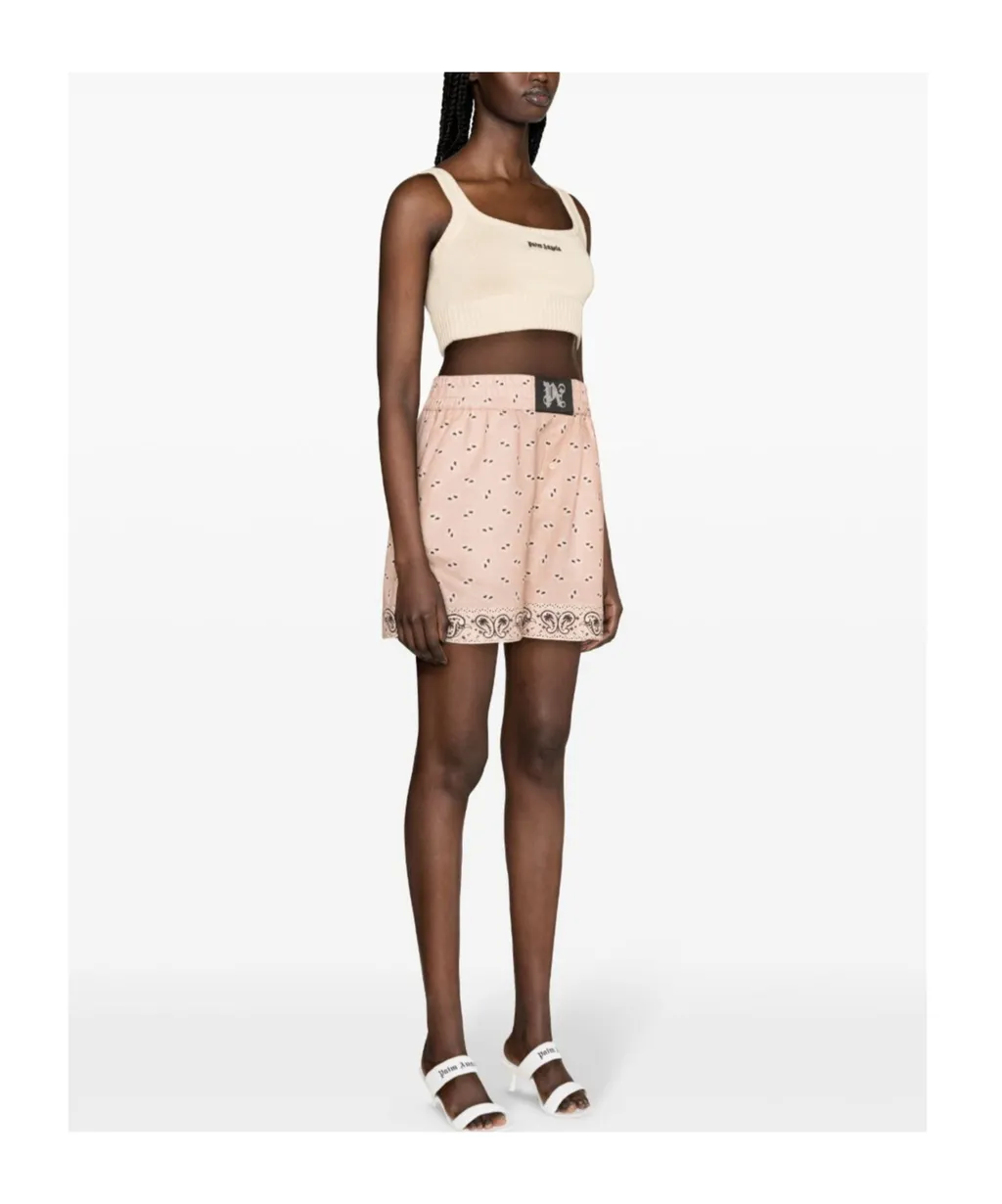 Logo Embroidered Cropped Knitted Tank Top