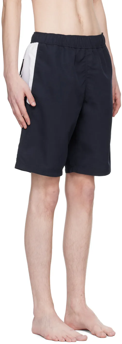 Logo Printed Elastic Waist Swim Shorts