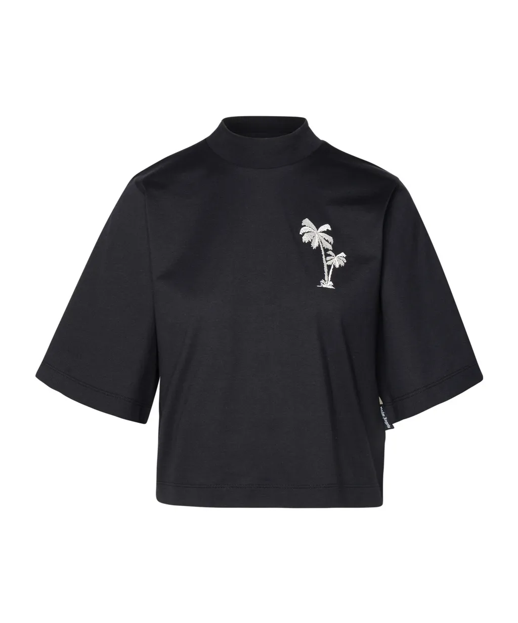Palm Embroidered Cropped T-Shirt