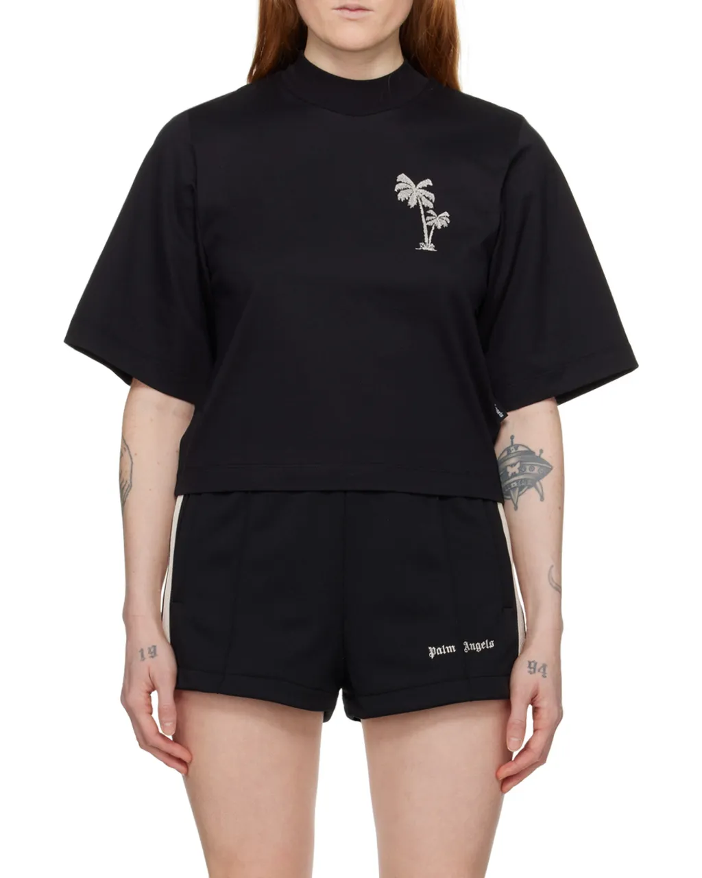 Palm Embroidered Cropped T-Shirt
