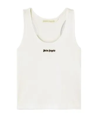 Logo Embroidered Ribbed Tank Top