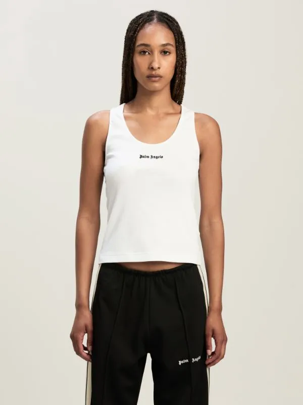 Logo Embroidered Ribbed Tank Top