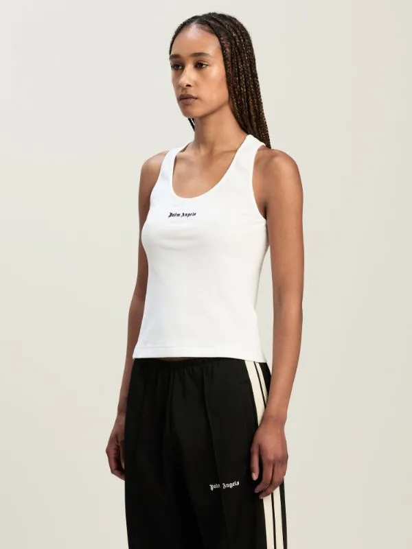 Logo Embroidered Ribbed Tank Top