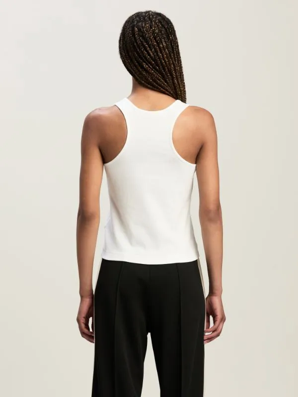 Logo Embroidered Ribbed Tank Top