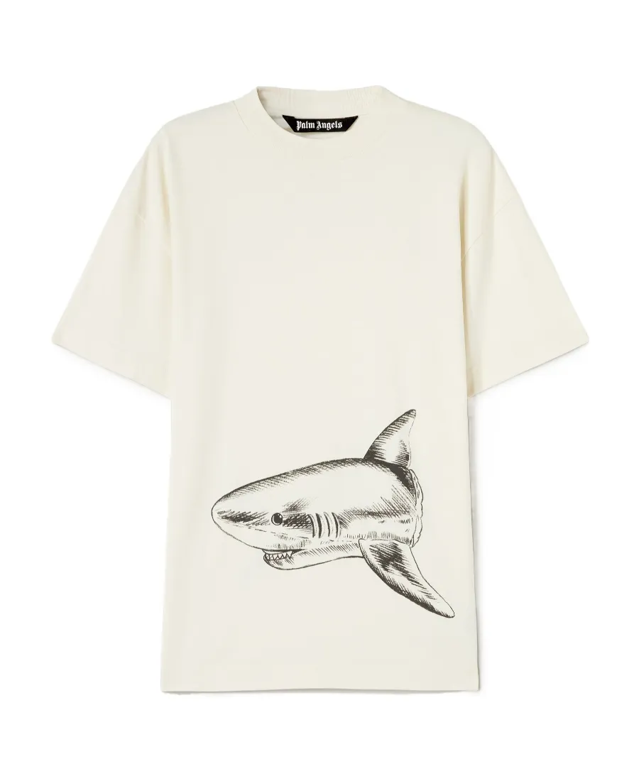 Broken Shark Print Cotton T-Shirt