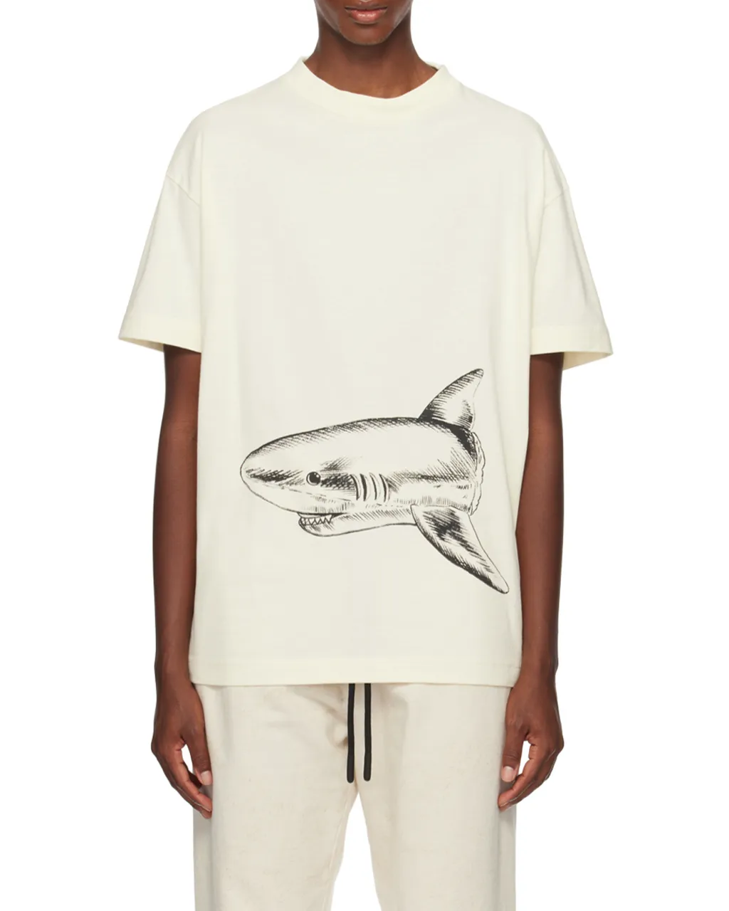 Broken Shark Print Cotton T-Shirt