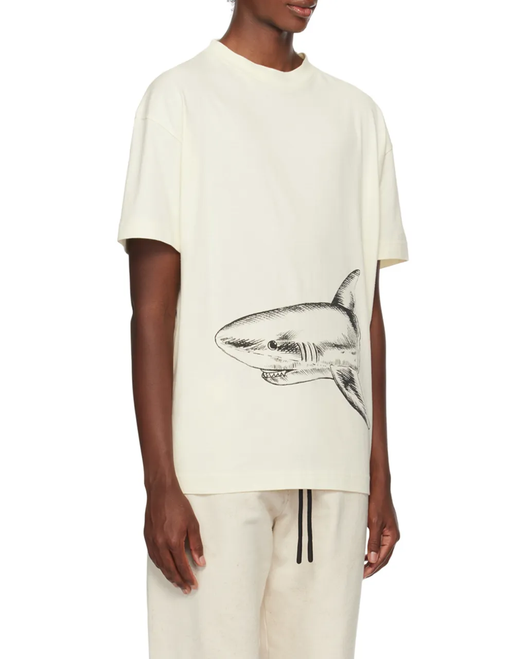 Broken Shark Print Cotton T-Shirt