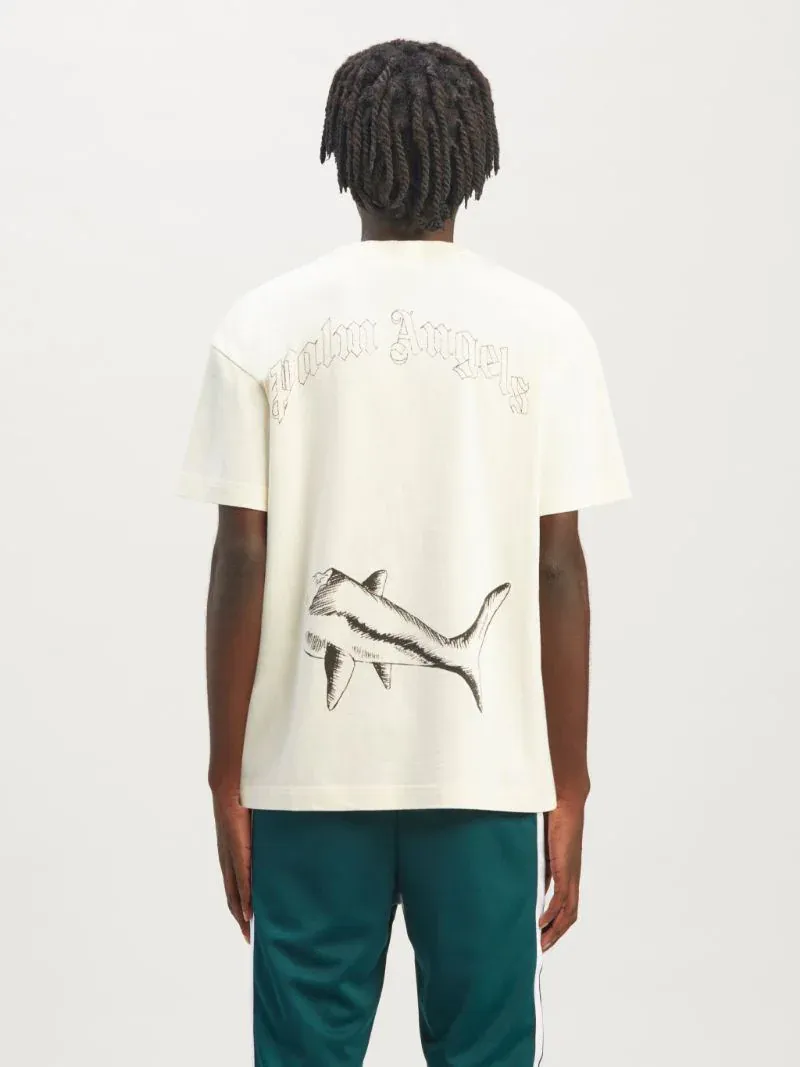 Broken Shark Print Cotton T-Shirt