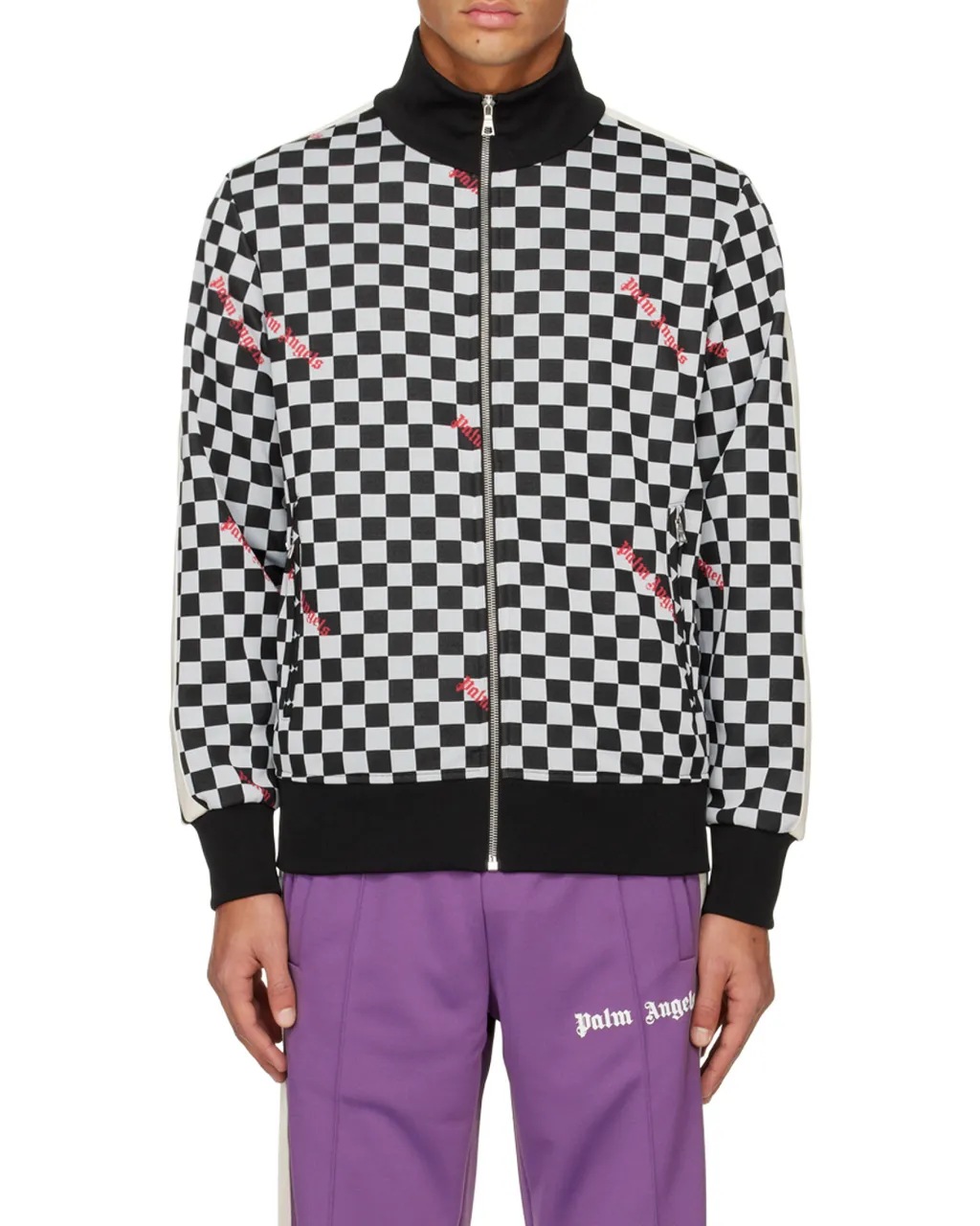 Damier Printed Zipped Track Jacket