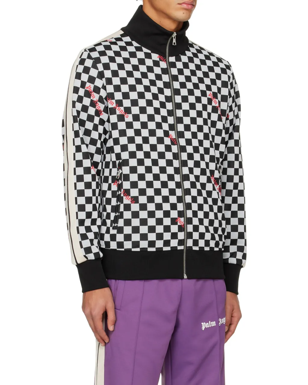 Damier Printed Zipped Track Jacket
