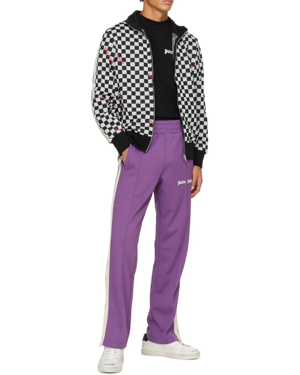 Damier Printed Zipped Track Jacket
