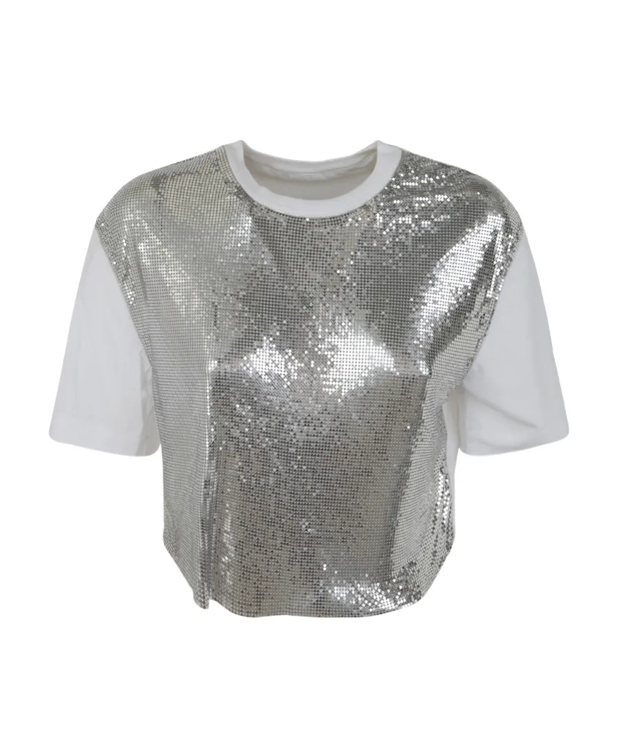 Metallic Mesh Crewneck T-Shirt