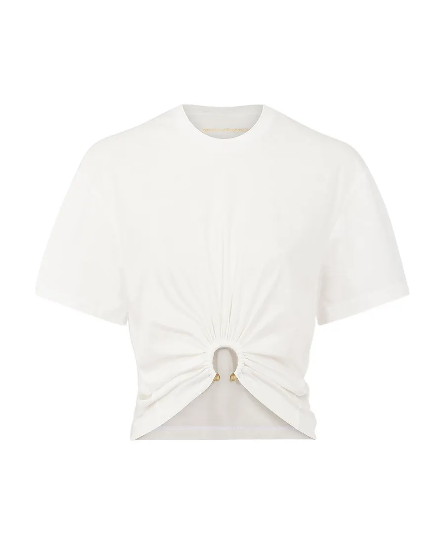 Ring Detailed Cropped T-Shirt