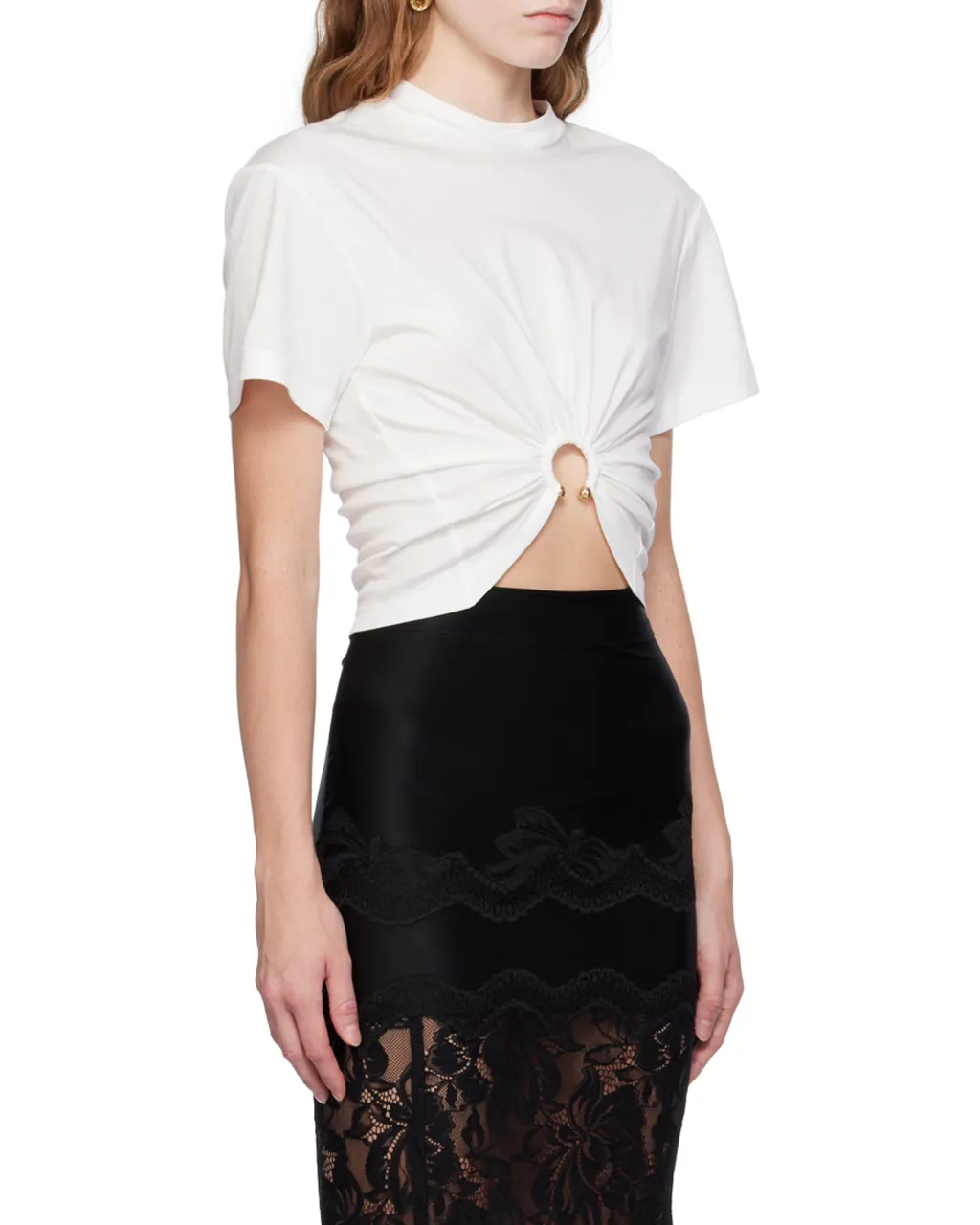 Ring Detailed Cropped T-Shirt