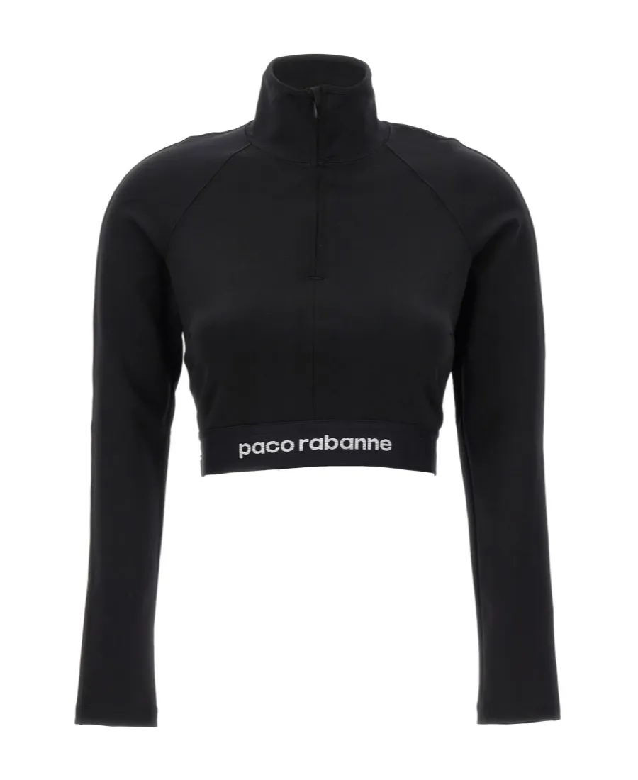 Logo-Underband Zipped Cropped Top
