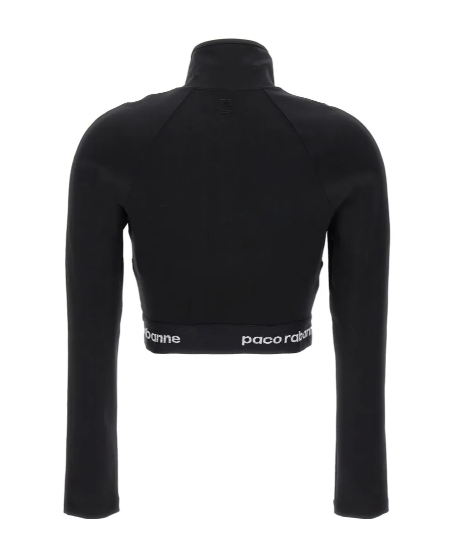 Logo-Underband Zipped Cropped Top