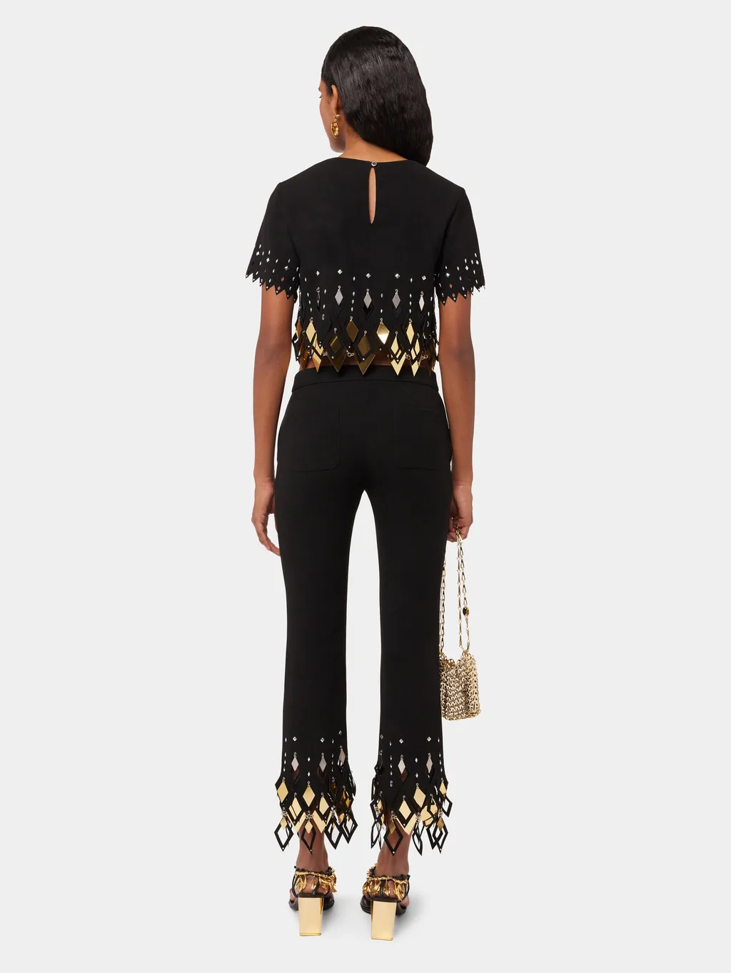 Studded-Ankles Cropped Trousers