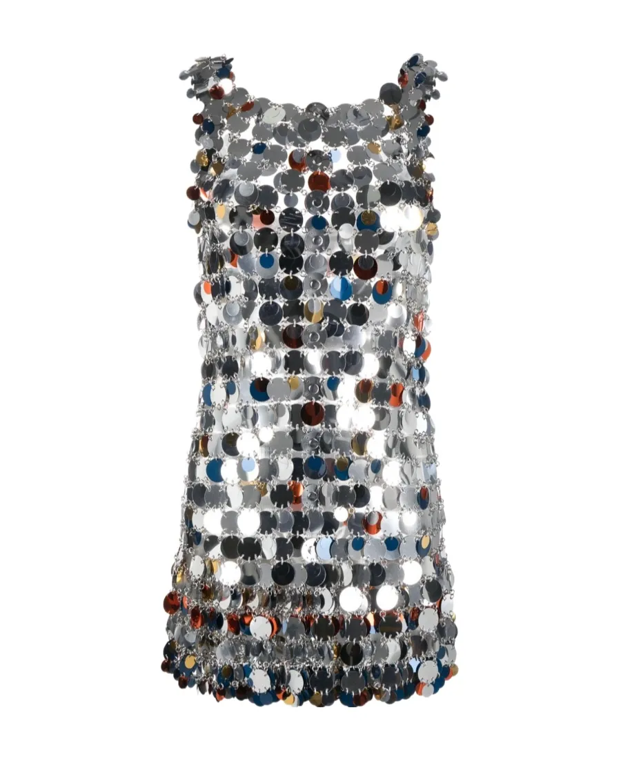 Sequin-Embellished V-Neck Minidress