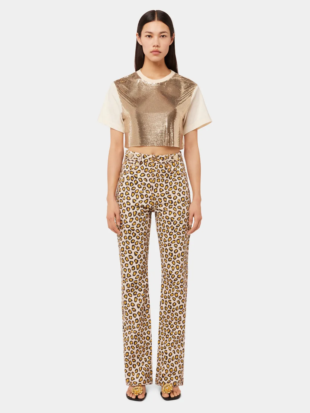Chainmail Effect Cropped T-Shirt