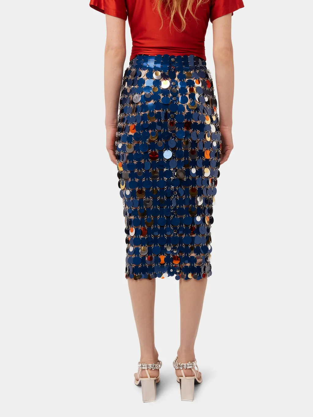 High Waisted Sequinned Midi Skirt