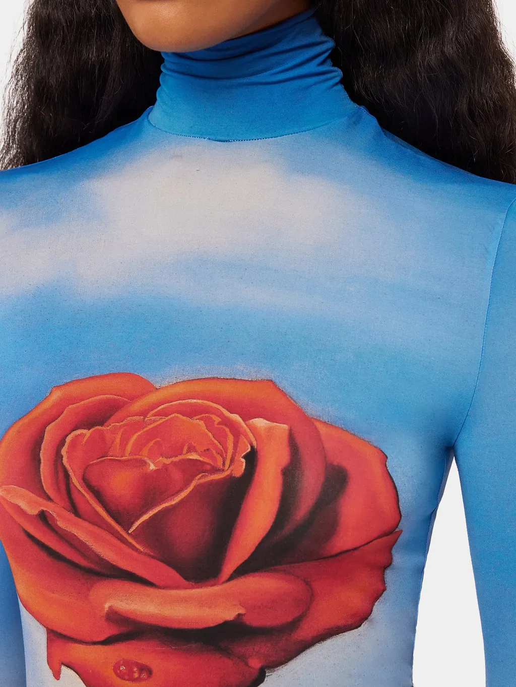 Rose Print Long-Sleeve Top