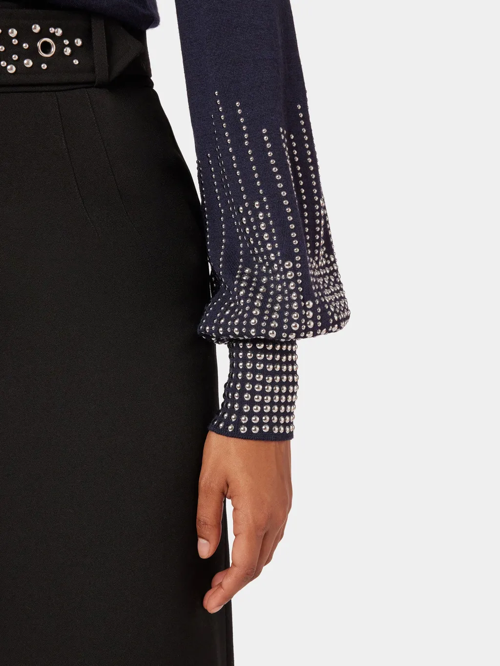 Rivet Cuff Wool Sweater