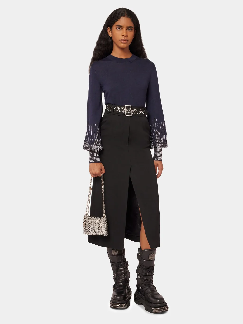 Rivet Cuff Wool Sweater