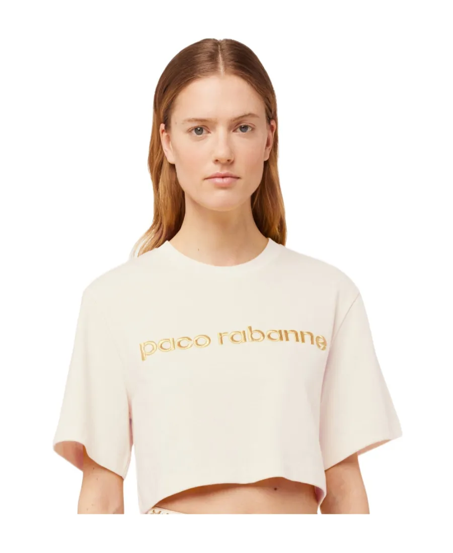 Logo Embroidered Cropped T-Shirt