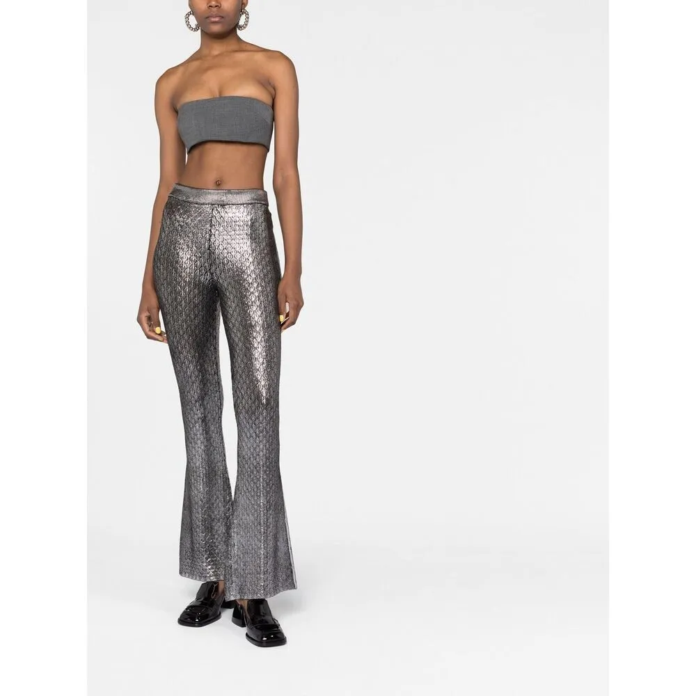 All-Over Patterned Flared Trousers