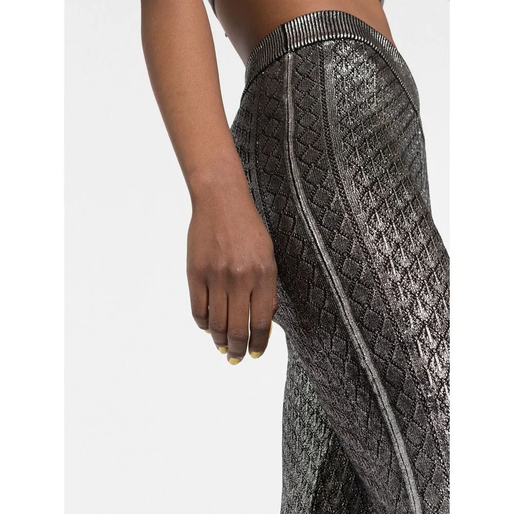 All-Over Patterned Flared Trousers
