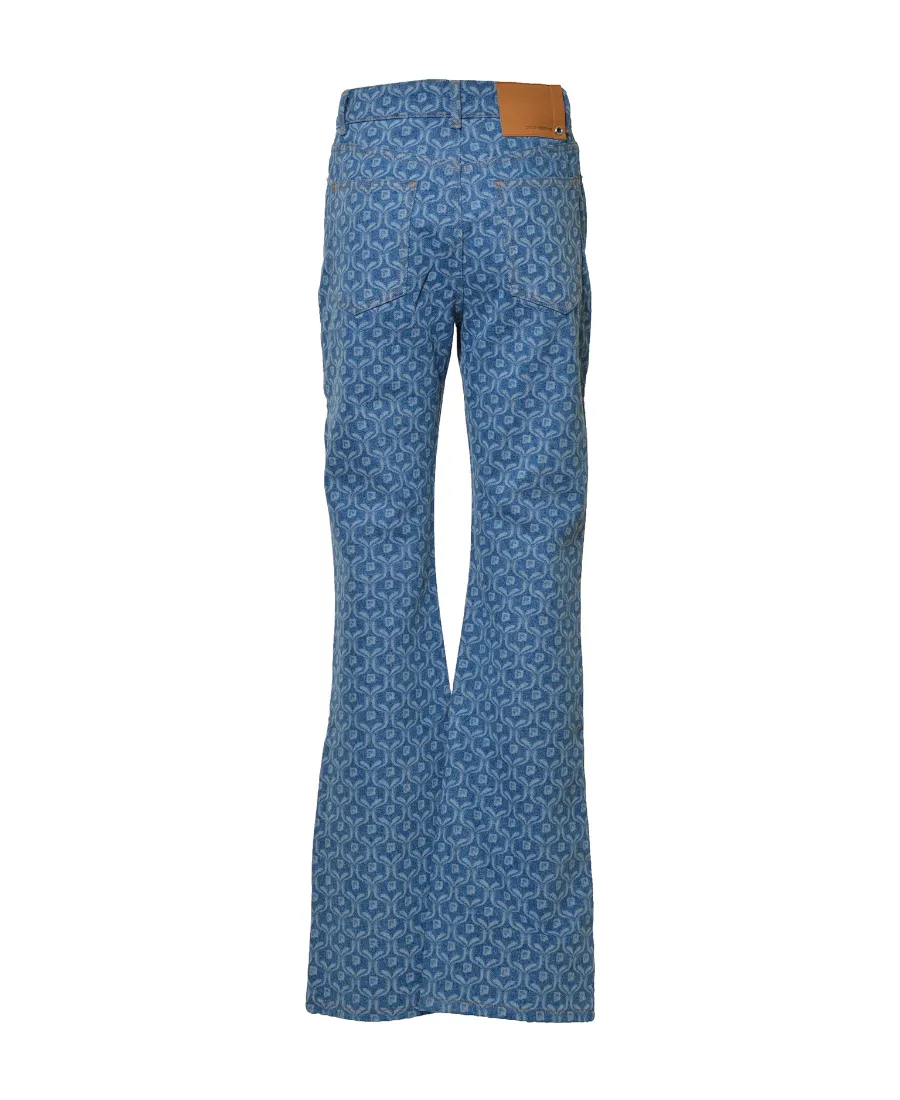 Patterned High-Waist Straight-Leg Jeans