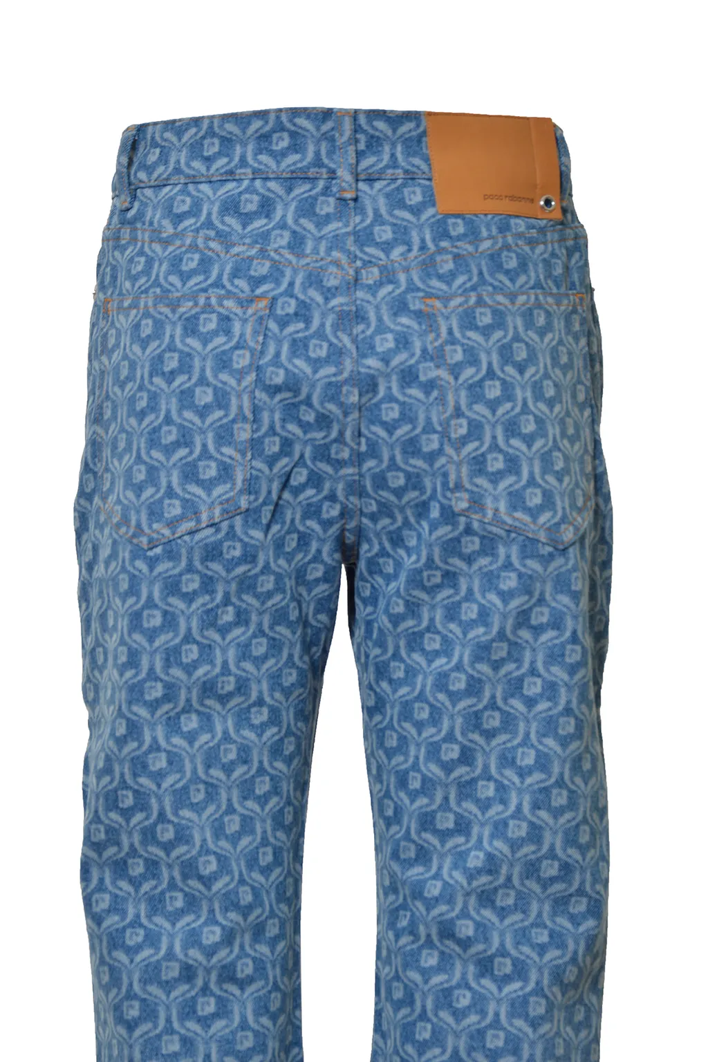 Patterned High-Waist Straight-Leg Jeans