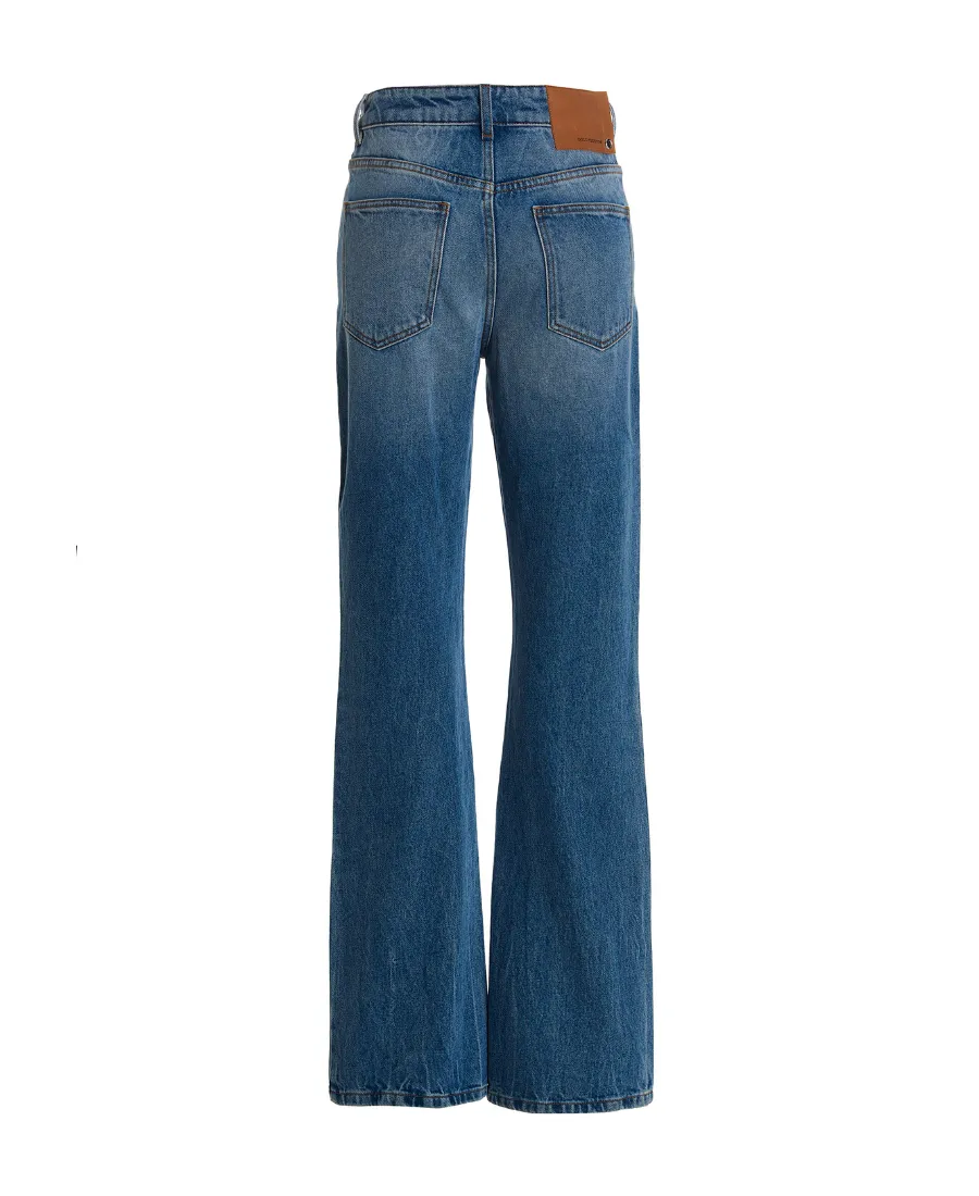 Chain-Embellished Straight-Leg Jeans