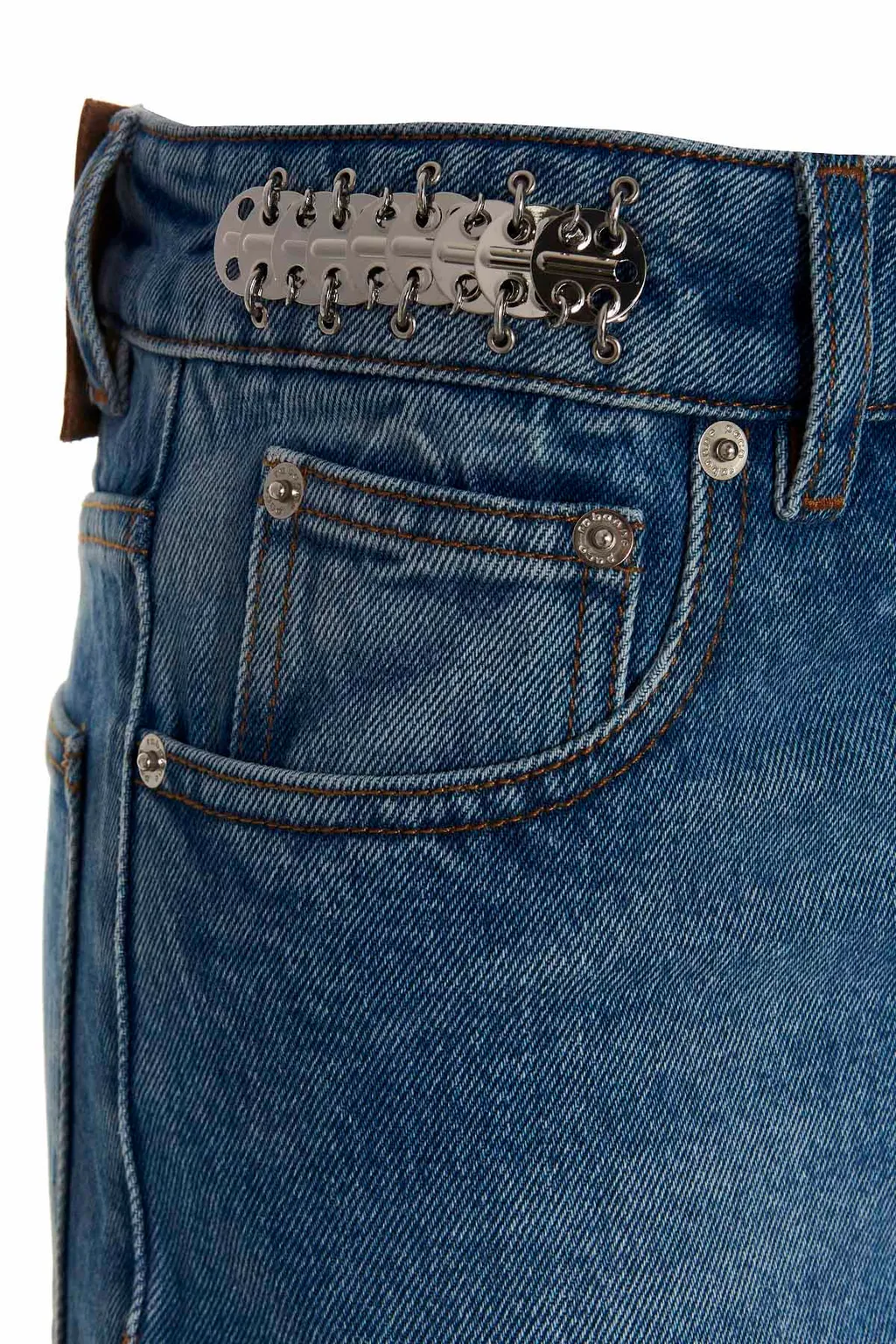 Chain-Embellished Straight-Leg Jeans