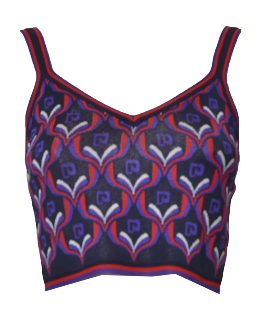 Monogram Intarsia-Knit Crop Top