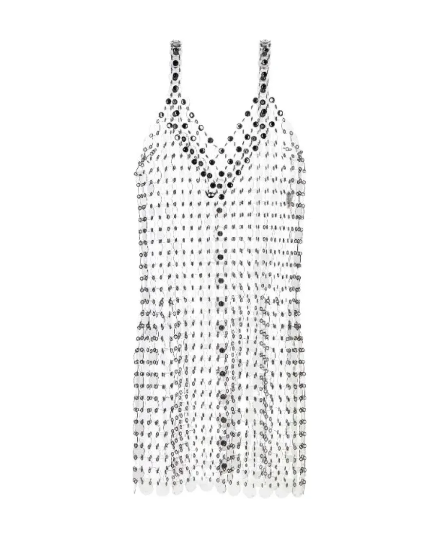 Circle Disc V-Neck Mini Dress