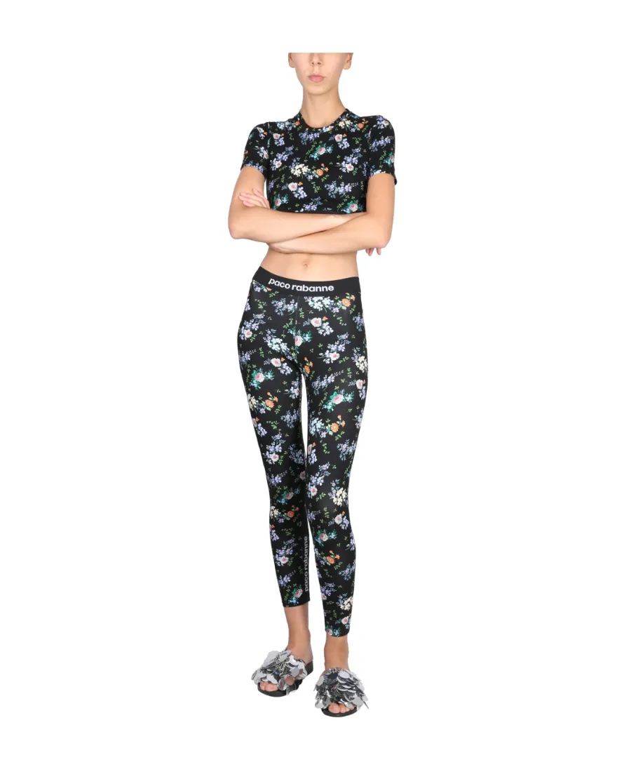Paint-Splatter Print Logo-Band Crop Top
