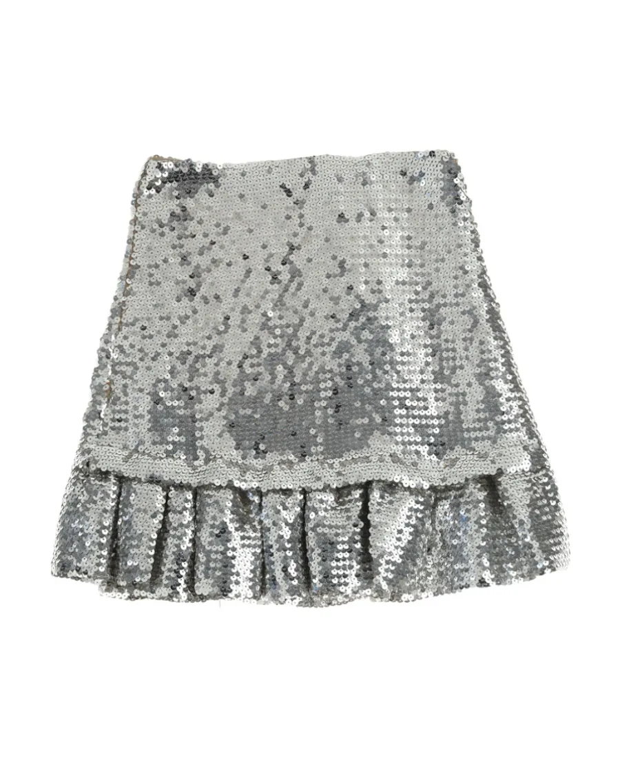 Sequin-Embellished Ruffled Mini Skirt
