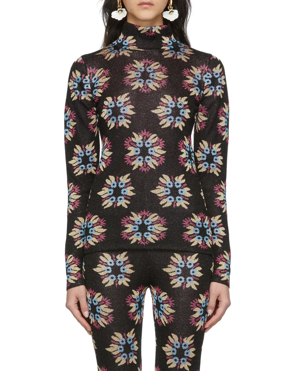 Printed Turtleneck Pullover