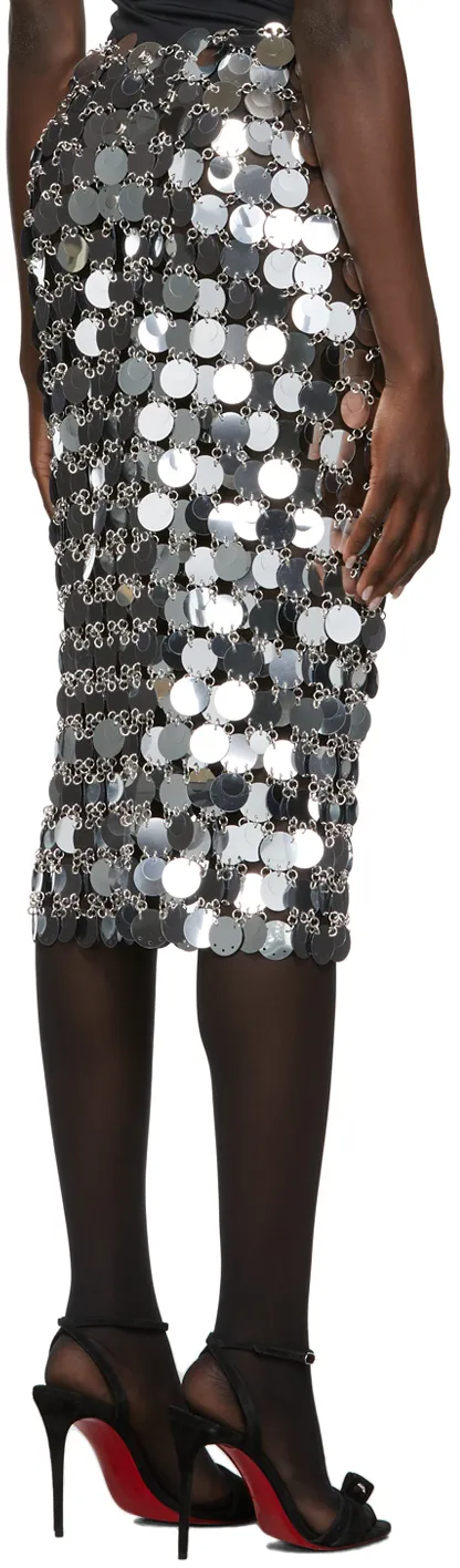 Mirror-Effect Sequin Midi Skirt