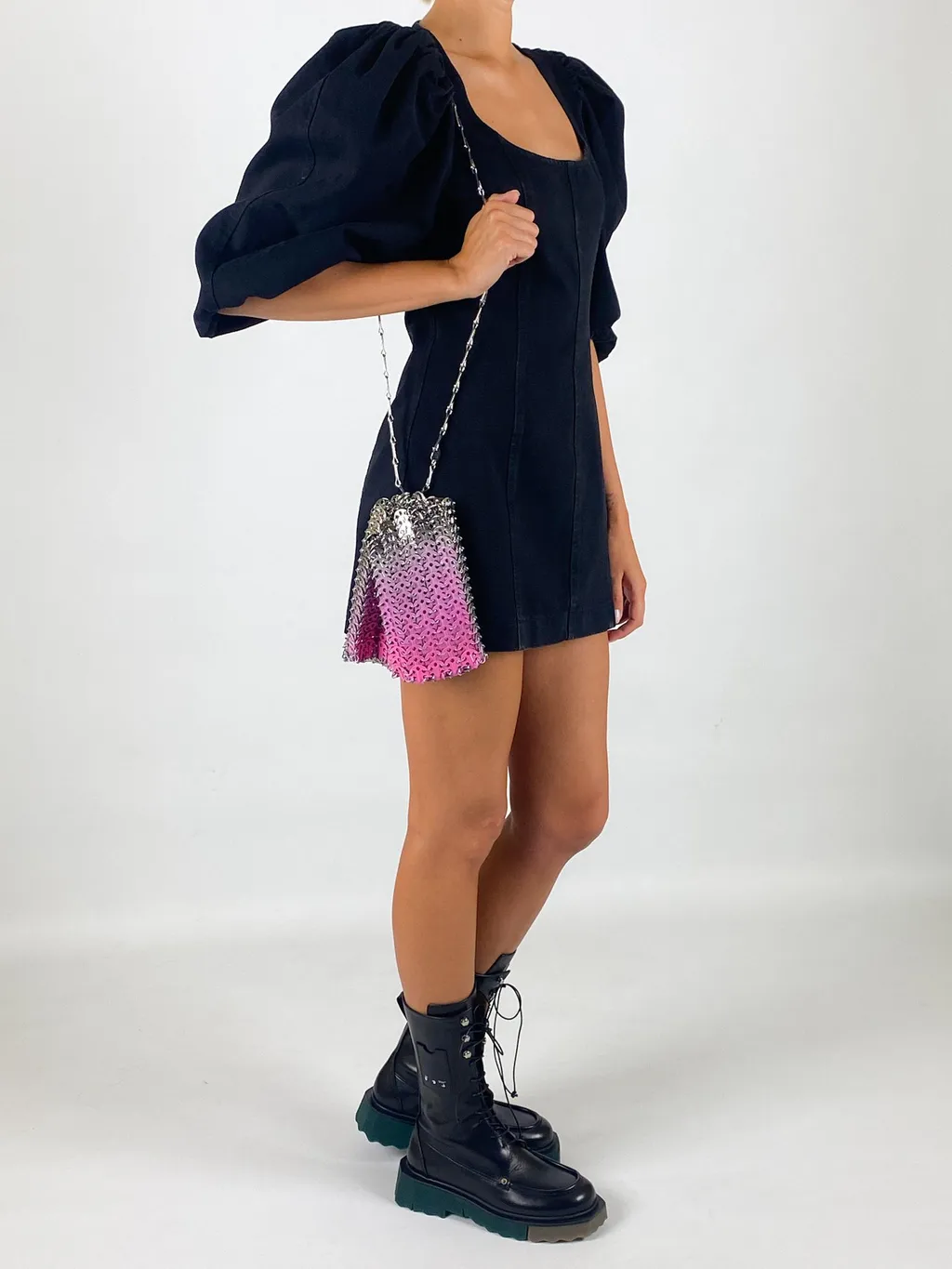 Metal Facing Shoulder Bag