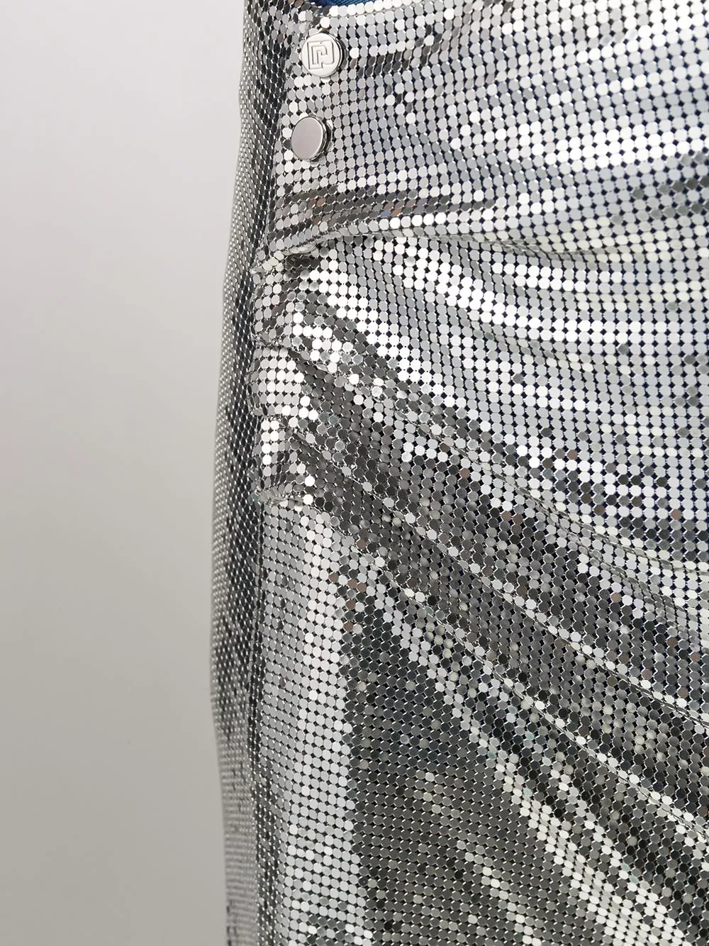Asymmetric Metallic Ruched Midi Skirt