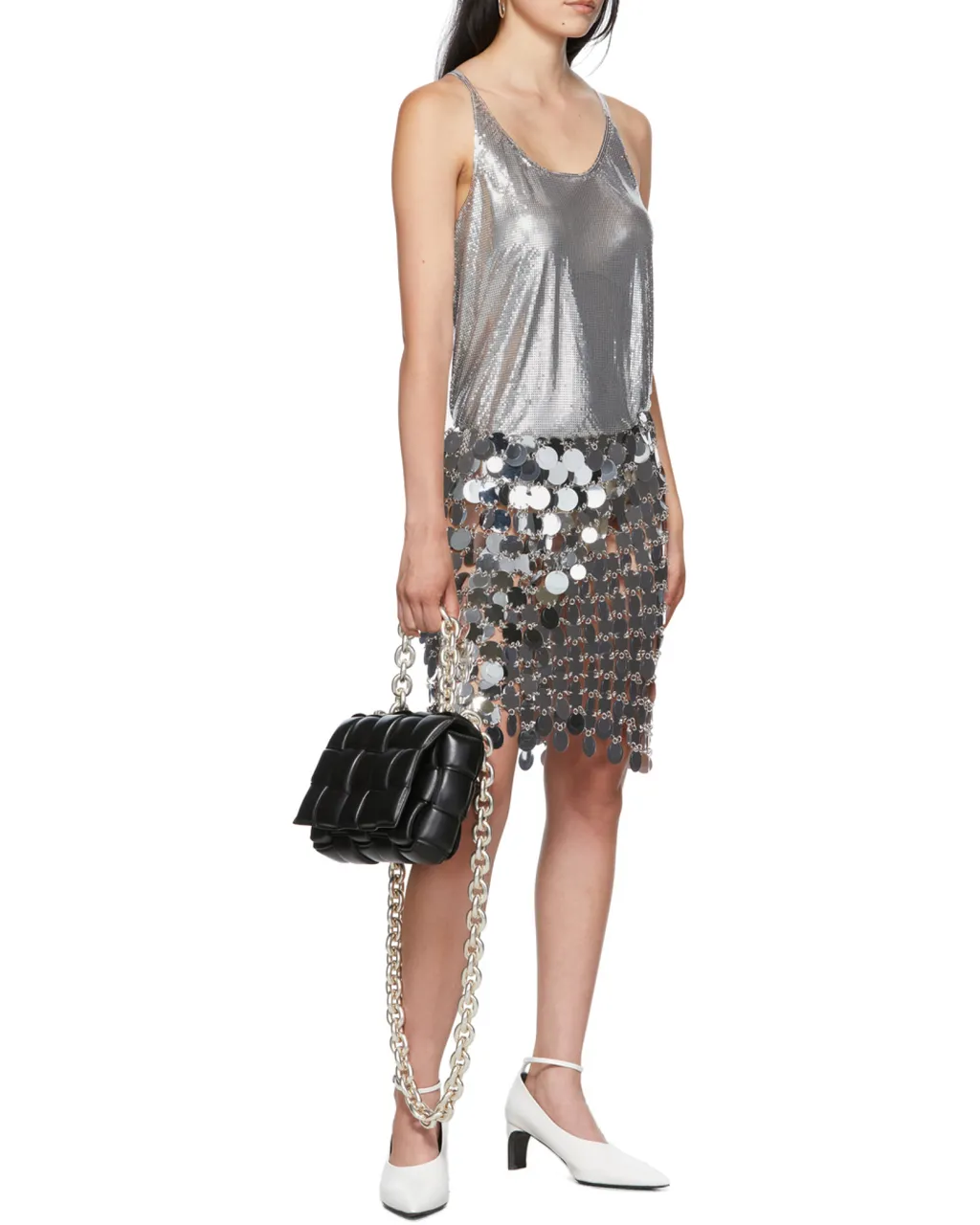 Sleeveless Metallic Mesh Tank Top