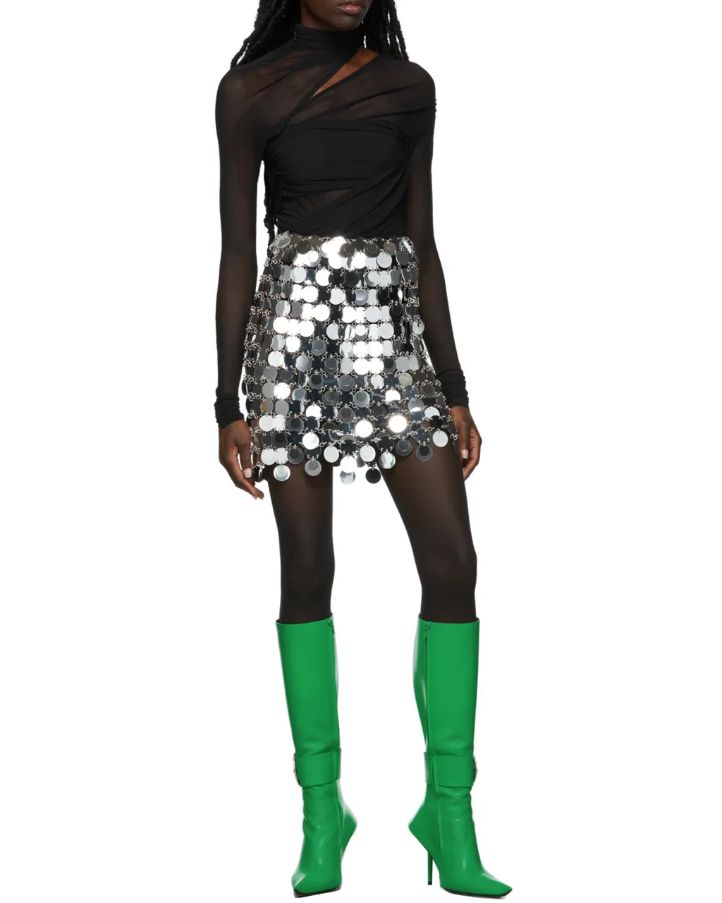 Asymmetric Circular-Disc Mini Skirt